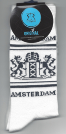 Amsterdam sokken wit met antraciet maat 40 - 45