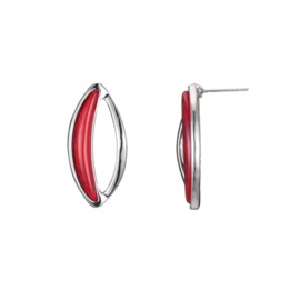 Set van choker ketting met oorbel stekers in zilverkleurig messing en emaille inleg