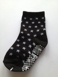 4812 antislip sokken zwart met lichtgrijze sterren