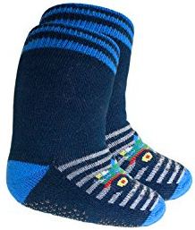 Ewers anti slip sokken Krabbelfix tractor blauw maat 18-19