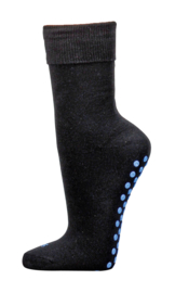 Anti slip huissokken zwart met blauwe noppen maat 43/46
