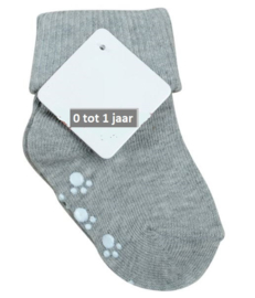 4820 antislip sokken grijs met omslag in baby maat