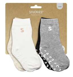STUCKIES® anti slip sokken set van 4 paar assorti (CLASSIC) maat 19/21