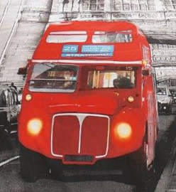 Londen dubbeldekker bus dekbedovertrek  Lits Jumeaux met 2 kussenslopen2 PERSOONS