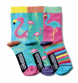 Oddsocks - Mismatched Gekke Sokken - Flamingo - 3 sokken - maat 30,5 tot 38,5