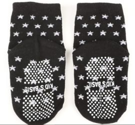 4812 antislip sokken zwart met lichtgrijze sterren - anti slip sokjes
