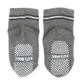 4813 antislip sokken grijs met zwart en wit streepje - anti slip
