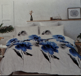 Nieuwe collectie dekbedovertrek - Bloempatroon blauw - eenpersoons met 1 kussensloop