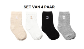 STUCKIES® anti slip sokken set van 4 paar assorti (CLASSIC) maat 16/18