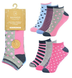 Bamboe Sneaker sokken - set van 6 paar - pastel kleuren - maat 37 / 42