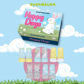 Cadeaudoosje met 5 paar konijntjes babysokjes - Hoppy Days