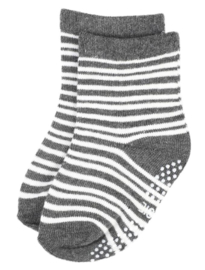 4808 antislip sokken grijs met off-white kleine streepjes