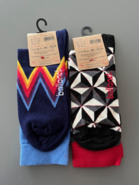 Ballonet cadeauset - 2 paar sokken met cadeau verpakking -  mt 41 - 46 grijs,zwart, offwhite en rood