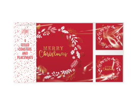 Merry Christmas Placemats met onderzetters - set van 4 stuks