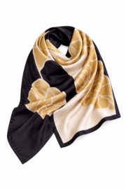 Sjaal - Bloemenprint - Beige Zwart en Goud