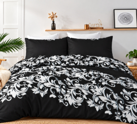 Loves Home dekbedovertrek – barok zwart-wit – eenpersoons