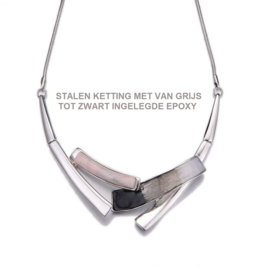 Roestvrij stalen ketting - zilverkleur met grijs zwarte epoxy inleg