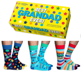 Opa sokken - grootvader sokken - Best Grandad Ever - doos 3 paar - maat 39/46