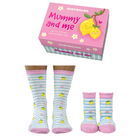 Cadeaudoosje met Moeder en peuter dochter sokken - Mummy and Me LEMON
