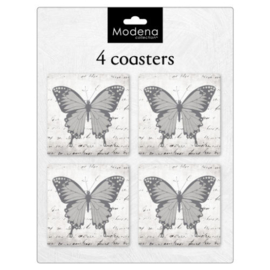 Vlinder onderzetters -set van 4 stuks