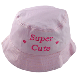 Zonnehoedje Super Cute licht roze  - maat 50,52