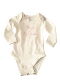 Ducky Beau romper You're My Queen - Ivoorkleur  - maat 74