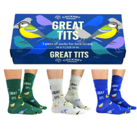 Vogel Cadeau doos met 3 paar Great Tits sokken - maat 39-46