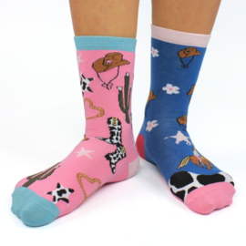 Cadeaudoos met 3 paar mix and match sokken - Yee Haw - maat 38/42