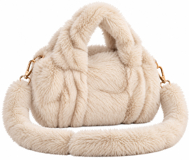Saison Nandi fluffy handtas – bruin, taupe & crème