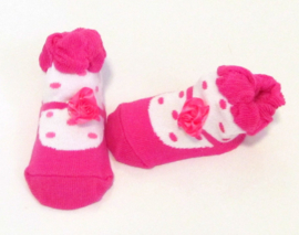 Baby sokje in ballet schoentjes model  roze/wit/stippen in cadeau zakje