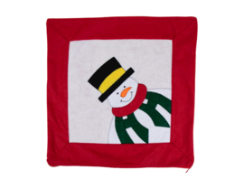 Kerst kussenhoesje maat 41x41 - Sneeuwpop - rood/creme/wit/groen