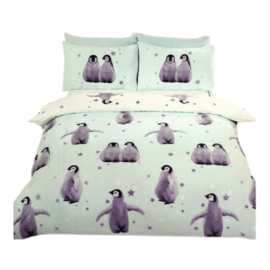 Urban Unique - lila pinguin- 2 persoons- met 2 kussenslopen - dekbedovertek