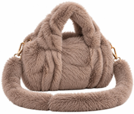Saison Nandi fluffy handtas – bruin, taupe & crème