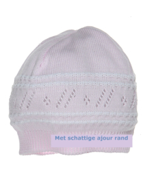 Zacht gebreid baby mutsje - Polly - 6 mnd