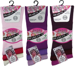 Diabetes sokken 3 paar willekeurige kleuren, non elastic boorden en handgenaaide teennaad , mt 37 - 42