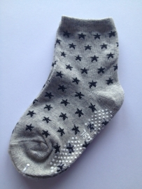 4802 antislip sokken lichtgrijs met zwarte sterren
