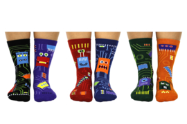 Oddsocks Bytes - Mismatched sokken - Cadeau doos met 6 verschillende mismatch sokken - maat 31 tot 38
