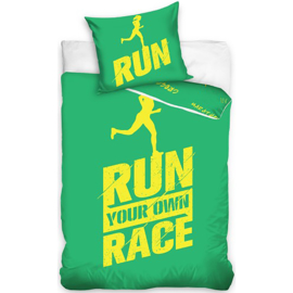 Run your own race dekbedovertrek groen