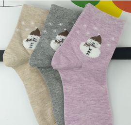 Sneeuwman sokken set van 3 paar assorti  rose maat 35-39