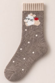 Alpaca damessokken met hondje – maat 35-38 en 39-42