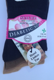 Diabetes sokken 3 paar willekeurige kleuren, non elastic boorden en handgenaaide teennaad , mt 37 - 42