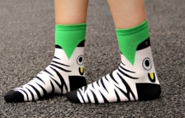 Dieren sokken 3D wit met groen maat 36-39