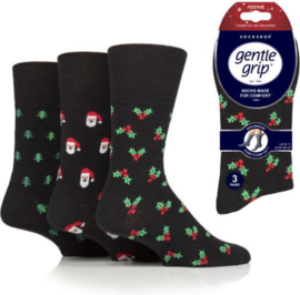 Kerst Gentle Grip diabetes sokken 3 paar mt 39 - 45 met zachte boorden