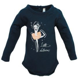 Ducky Beau romper - Blauw met ballerina - lange mouw  - maat 80