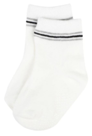 4809 antislip sokken off white met grijs en zwart streepje