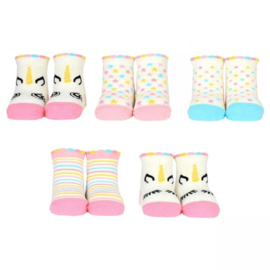 Cadeaudoosje met 5 paar babysokjes - Baby Unicorn - 0/12 mnd