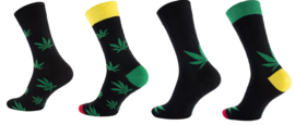 Wiet Cannabis sokken set van 4 paar met wiet bladeren maat 43 - 46