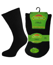 Diabetes sokken EXTRA WIJD, 3 paar zwart, non elastic boorden en handgenaaide teennaad, mt 37 - 42