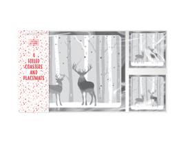 Kerst Eland Placemats met onderzetters - set van 4 stuks - Christmas at home