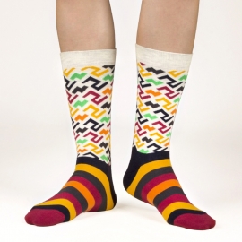 Ballonet SandTwo dames sokken mt 36 - 40 zandkleur met vrolijke kleuren